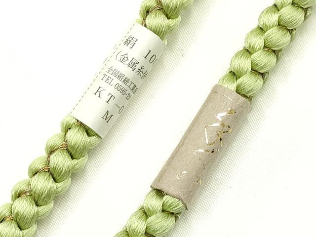 平和屋着物▼和装小物　上質な帯締め　帯留め付き　蜻蛉玉　金糸　正絹　逸品　未使用　AABJ9539ay