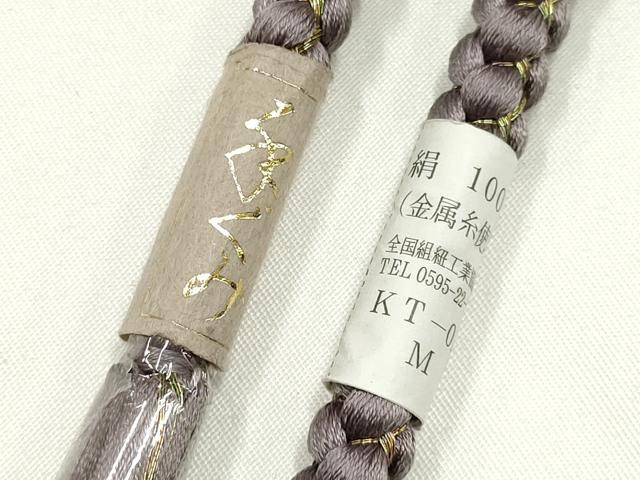 平和屋着物▼和装小物　上質な帯締め　帯留め付き　蜻蛉玉　金糸　正絹　逸品　未使用　AABJ9542ay