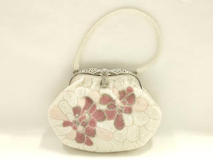 平和屋着物▼和装小物　和装バッグ　ハンドバッグ　ビーズバッグ　花柄　逸品　AABJ9567ay