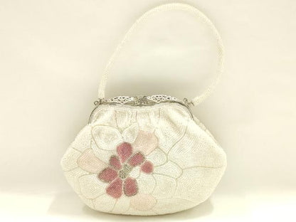 平和屋着物▼和装小物　和装バッグ　ハンドバッグ　ビーズバッグ　花柄　逸品　AABJ9567ay