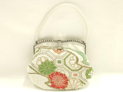 平和屋着物▼和装小物　和装バッグ　ハンドバッグ　ビーズバッグ　蜀江花文　逸品　AABJ9570ay