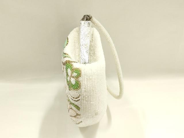 平和屋着物▼和装小物　和装バッグ　ハンドバッグ　ビーズバッグ　蜀江花文　逸品　AABJ9570ay