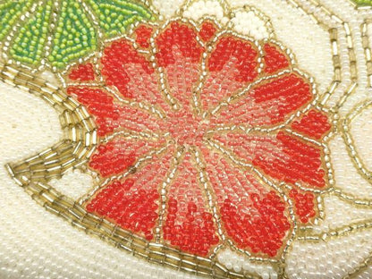 平和屋着物▼和装小物　和装バッグ　ハンドバッグ　ビーズバッグ　蜀江花文　逸品　AABJ9570ay