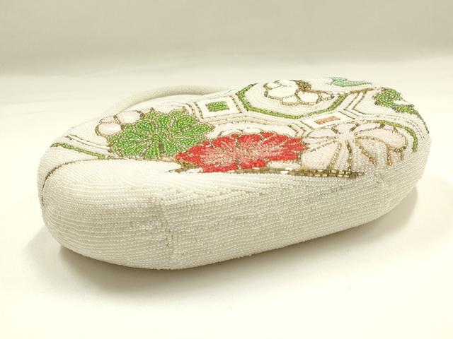 平和屋着物▼和装小物　和装バッグ　ハンドバッグ　ビーズバッグ　蜀江花文　逸品　AABJ9570ay