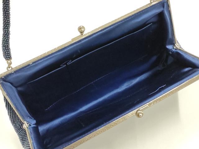 平和屋着物▼和装小物　和装バッグ　ハンドバッグ　ビーズバッグ　がま口　孔雀　ラインストーン　花柄　逸品　AABJ9580ay