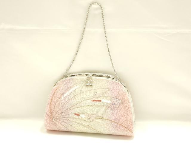 平和屋着物▼和装小物　和装バッグ　ハンドバッグ　ELEGANZA　ビーズバッグ　チェーンバッグ　蝶　ラインストーン　逸品　AABJ9583ay
