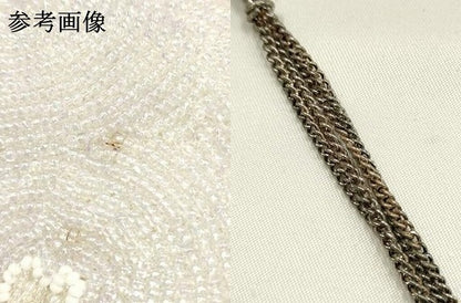 平和屋着物▼和装小物　和装バッグ　ハンドバッグ　ビーズバッグ　手刺繍　孔雀羽　ラインストーン　逸品　未使用　AABJ9587ay
