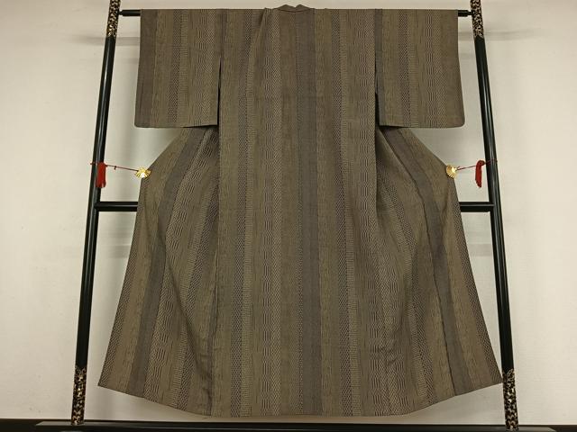 平和屋着物▽江戸小紋　単衣　変わり縞　正絹　逸品　AABJ9602jh