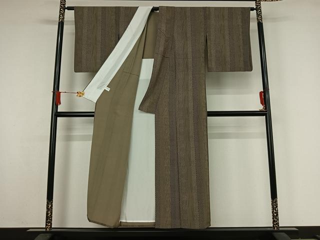 平和屋着物▽江戸小紋　単衣　変わり縞　正絹　逸品　AABJ9602jh