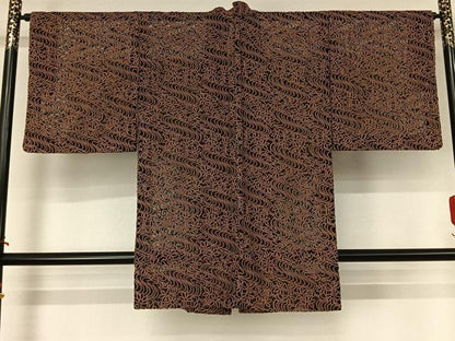 平和屋着物▽道中着　スリーシーズン　春夏秋　塵除け　チュール織　流水花文　金糸　AABJ9608jh