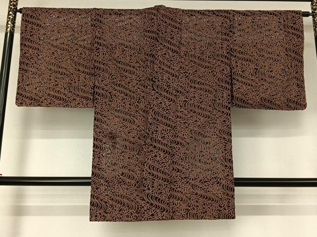 平和屋着物▽道中着　スリーシーズン　春夏秋　塵除け　チュール織　流水花文　金糸　AABJ9608jh