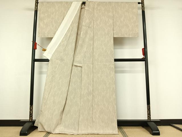 平和屋着物▽本塩沢　単衣　110亀甲　菱文　正絹　逸品　AABJ9610jh
