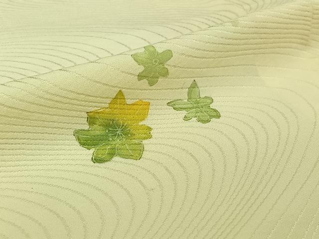 平和屋着物▽上質な小紋　単衣　手描き　草花文　正絹　逸品　AABJ9612jh