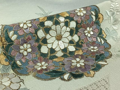 平和屋着物▽一真工房 加藤一真 風彩染 訪問着 単衣 中国三大刺繍 汕頭刺繍 スワトウ刺繍 総刺繍 正倉院花文 金糸 金彩 逸品 AABJ9614jh