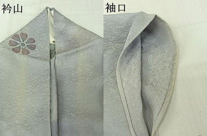 平和屋着物▽上質な小紋　単衣　手描き　舞花文　暈し染め　正絹　逸品　AABJ9615jh