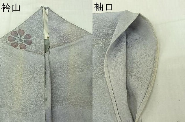 平和屋着物▽上質な小紋　単衣　手描き　舞花文　暈し染め　正絹　逸品　AABJ9615jh