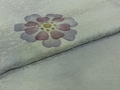 平和屋着物▽上質な小紋　単衣　手描き　舞花文　暈し染め　正絹　逸品　AABJ9615jh