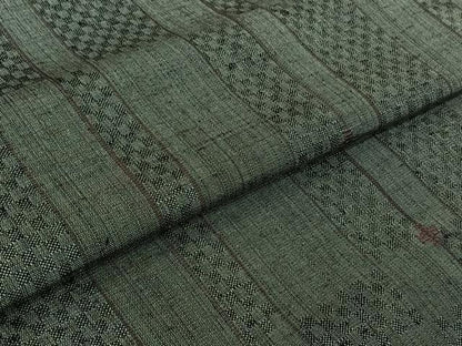 平和屋着物▽上質な紬　単衣　幾何学文様　正絹　逸品　AABJ9617jh