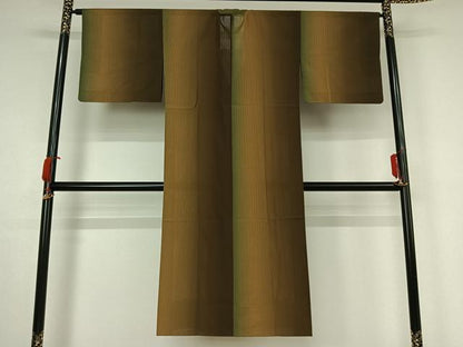 平和屋着物▽道行コート　スリーシーズン　春夏秋　塵除け　縞　暈し染め　ロング丈　正絹　逸品　AABJ9619jh
