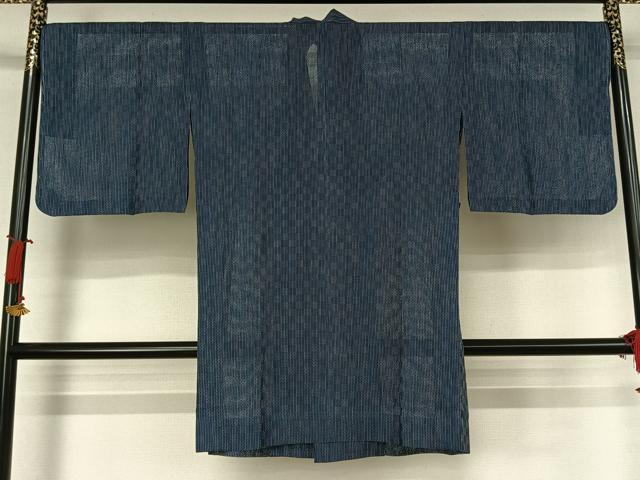 平和屋着物▽道中着　スリーシーズン　春夏秋　塵除け　幾何学文様　ロング丈　正絹　逸品　未使用　AABJ9622jh