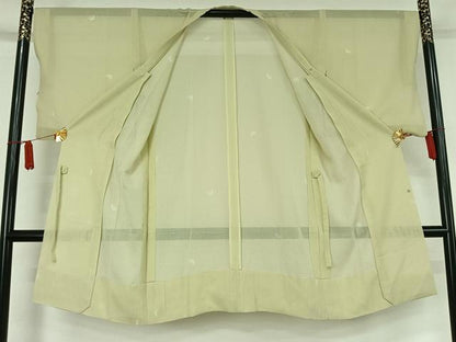 平和屋着物▽道行コート　スリーシーズン　春夏秋　塵除け　丸文　ロング丈　正絹　逸品　AABJ9624jh