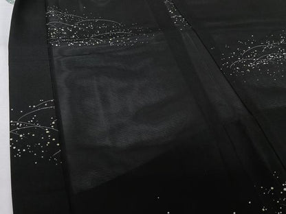 平和屋着物▽羽織　スリーシーズン　春夏秋　塵除け　芝文　黒地　正絹　逸品　AABJ9626jh