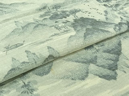 平和屋着物▽上質な紬　単衣　風景文　正絹　逸品　AABJ9627jh