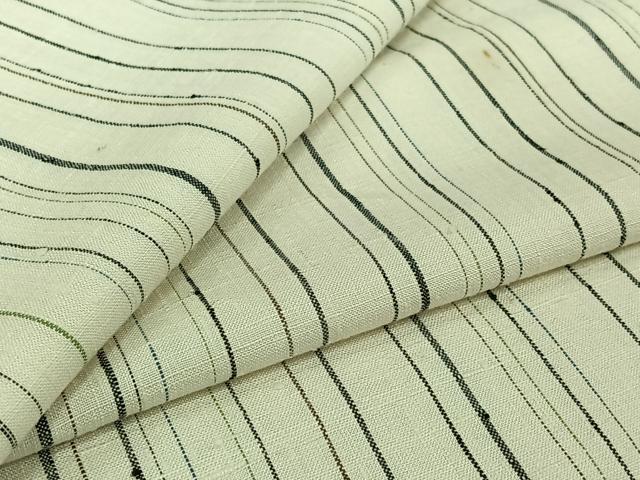 平和屋着物▽上質な紬　単衣　縞　正絹　逸品　AABJ9628jh