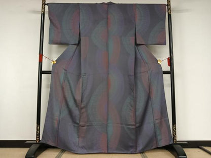 平和屋着物▽上質な小紋　単衣　花火　金彩　正絹　逸品　AABJ9629jh