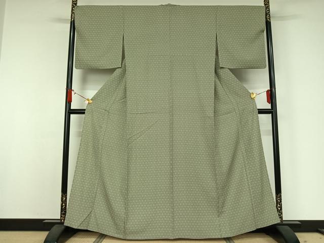 平和屋着物▽上質な小紋　単衣　亀甲花文　正絹　逸品　AABJ9632jh