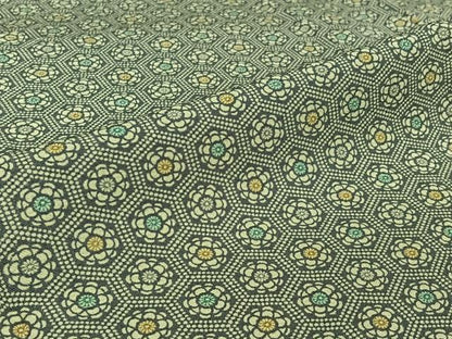 平和屋着物▽上質な小紋　単衣　亀甲花文　正絹　逸品　AABJ9632jh