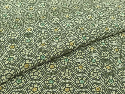 平和屋着物▽上質な小紋　単衣　亀甲花文　正絹　逸品　AABJ9632jh