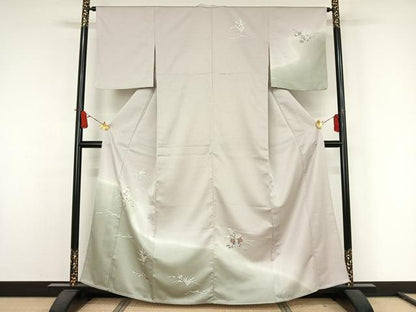 平和屋着物▽訪問着　単衣　草花文　暈し染め　洗える着物　AABJ9639jh