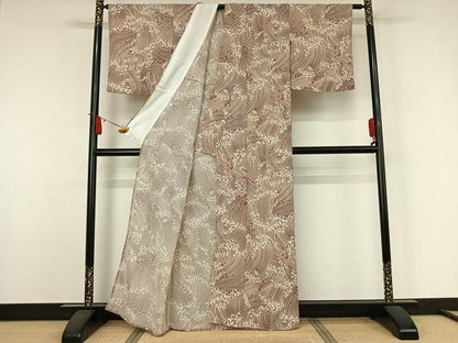 平和屋着物▽小紋　単衣　立波文　洗える着物　AABJ9645jh