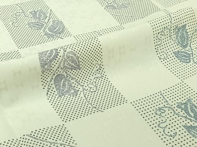 平和屋着物▽小紋　単衣　市松唐草文　ロング丈　洗える着物　AABJ9646jh