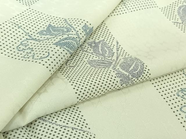 平和屋着物▽小紋　単衣　市松唐草文　ロング丈　洗える着物　AABJ9646jh