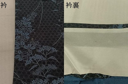 平和屋着物▽小紋　単衣　草花文　洗える着物　AABJ9649jh