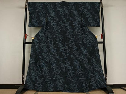 平和屋着物▽小紋　単衣　草花文　洗える着物　AABJ9649jh