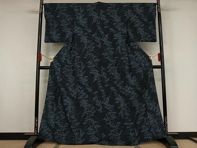 平和屋着物▽小紋　単衣　草花文　洗える着物　AABJ9649jh
