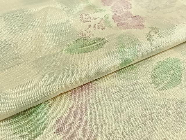 平和屋着物▽上質な紬　単衣　草花文　正絹　逸品　AABJ9651jh