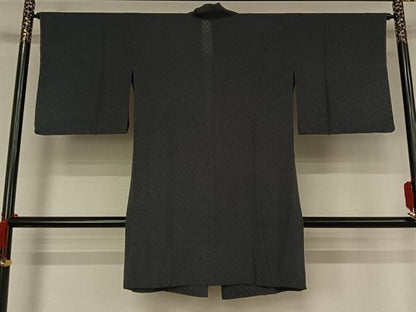 平和屋着物▽道中着　スリーシーズン　春夏秋　塵除け　市松文様　正絹　逸品　AABJ9653jh