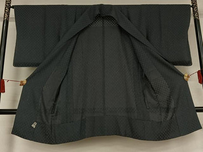 平和屋着物▽道中着　スリーシーズン　春夏秋　塵除け　市松文様　正絹　逸品　AABJ9653jh