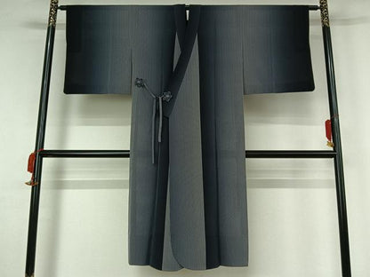 平和屋着物▽道中着　スリーシーズン　春夏秋　塵除け　霞文　ロング丈　正絹　逸品　AABJ9656jh