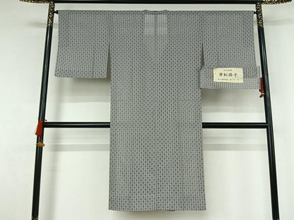 平和屋着物▽道行コート　スリーシーズン　春夏秋　塵除け　市松格子　ロング丈　正絹　逸品　AABJ9657jh