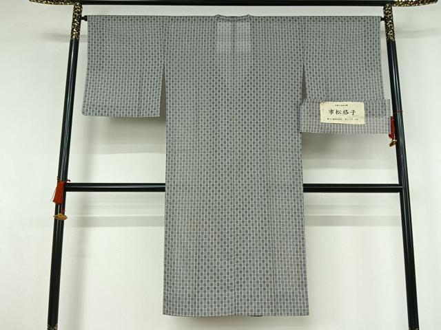 平和屋着物▽道行コート　スリーシーズン　春夏秋　塵除け　市松格子　ロング丈　正絹　逸品　AABJ9657jh