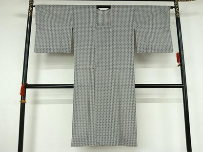 平和屋着物▽道行コート　スリーシーズン　春夏秋　塵除け　市松格子　ロング丈　正絹　逸品　AABJ9657jh