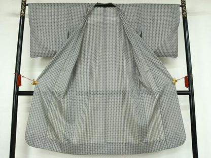 平和屋着物▽道行コート　スリーシーズン　春夏秋　塵除け　市松格子　ロング丈　正絹　逸品　AABJ9657jh