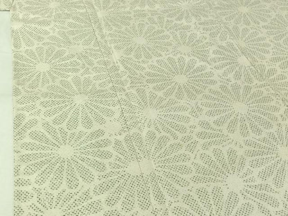 平和屋着物▽上質な紬　単衣　花尽くし文　正絹　逸品　AABJ9660jh