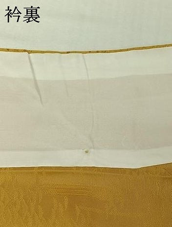平和屋着物▽上質な色無地　単衣　樹林地紋　芥子色　正絹　逸品　AABJ9666jh