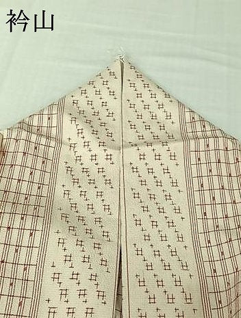平和屋着物▽薩摩結城　単衣　幾何学間道　正絹　逸品　AABJ9668jh